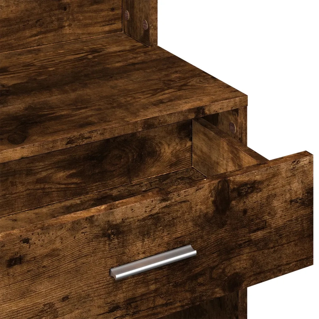 Toeletta | Tavolo da Trucco con Armadietto Rovere Fumo 80x35x132 cm
