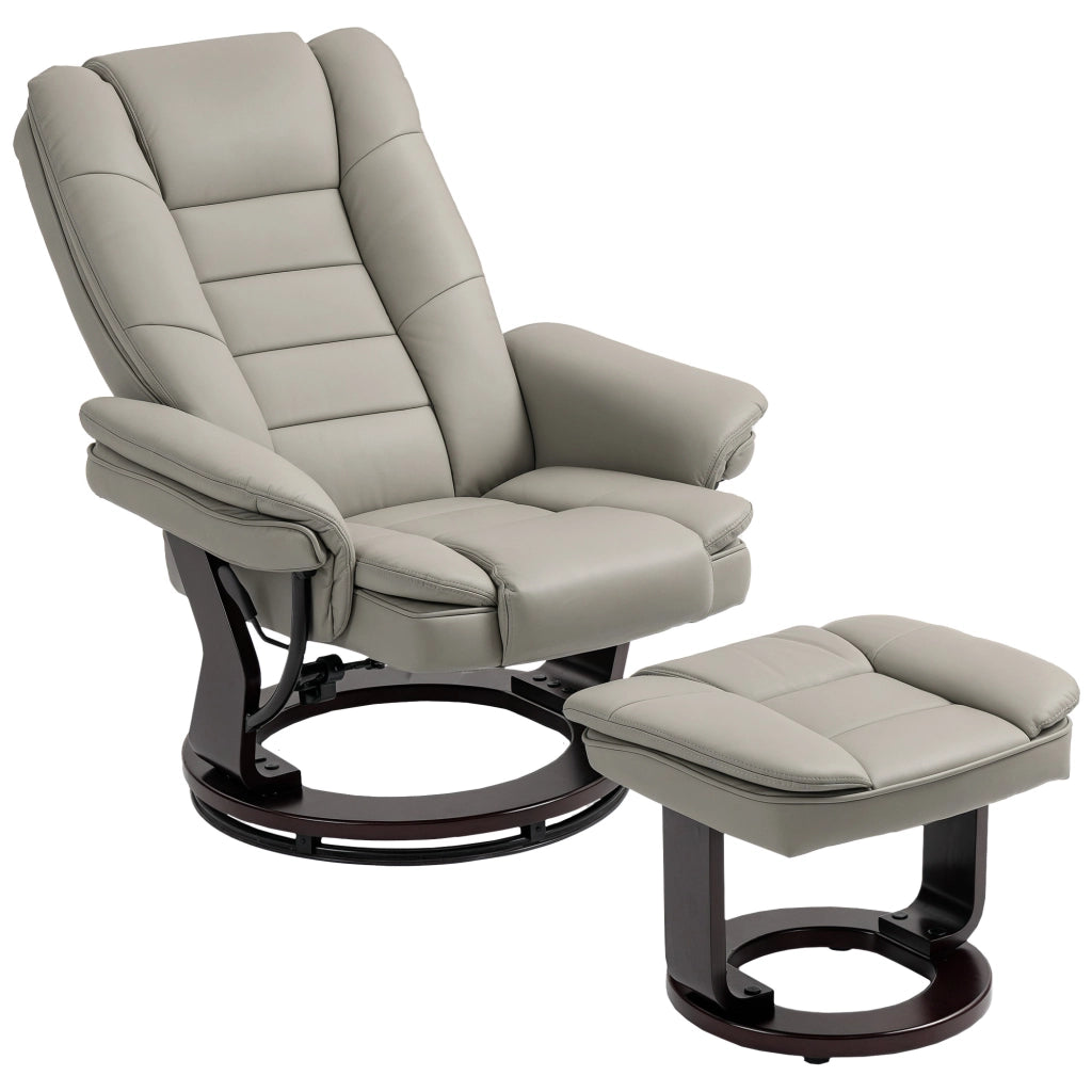 Poltrona relax reclinabile massaggiante con poggiapiedi ¨C zephmum ¨C marrone similpelle 360¡ã girevole
