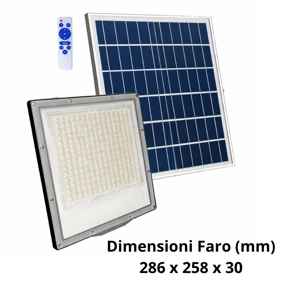 Proiettore led solare ecova con telecomando e luce bianca fredda 6500k *** potenza 400w, confezione 1