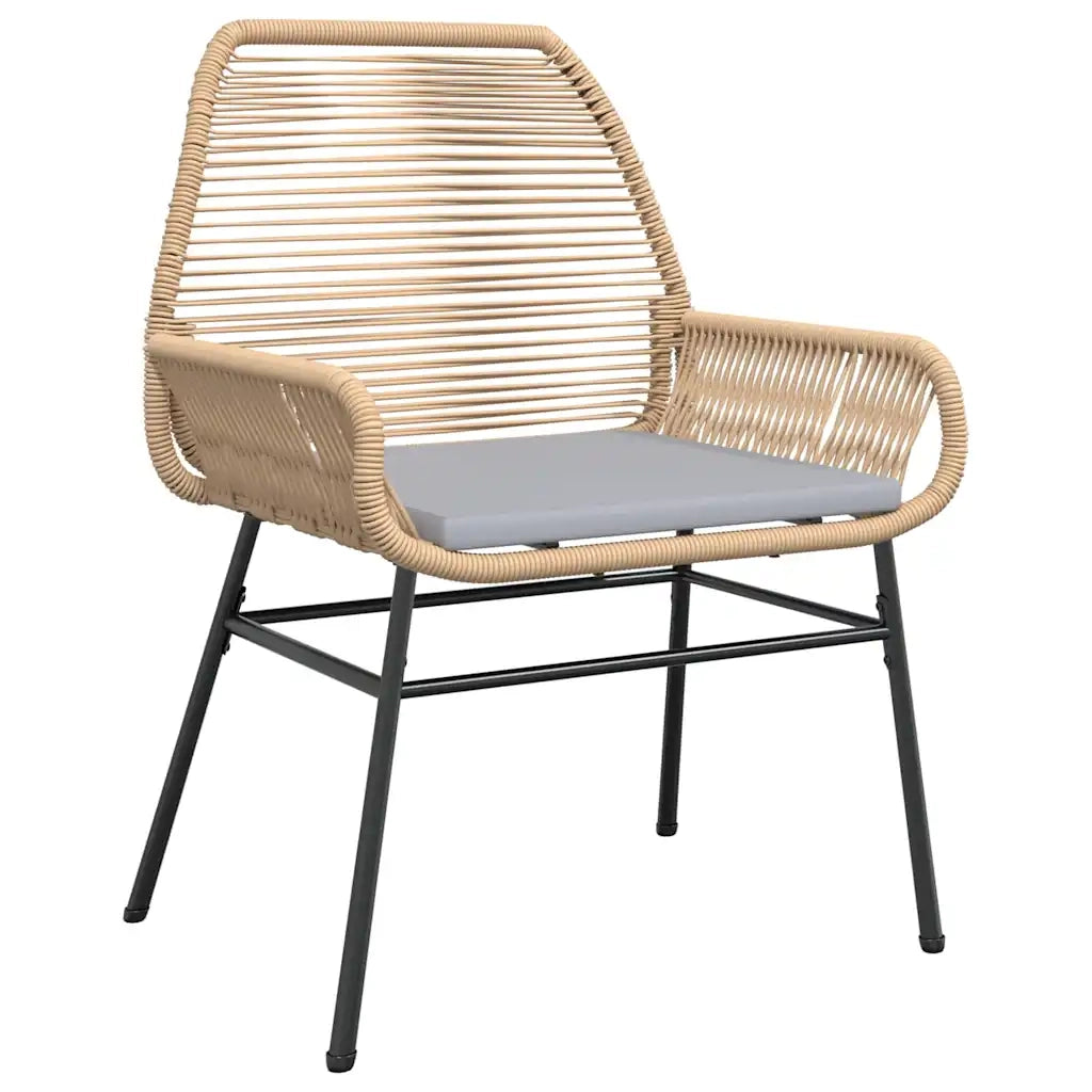 Set da Pranzo da Giardino 3pz con Cuscini Polyrattan Vetro