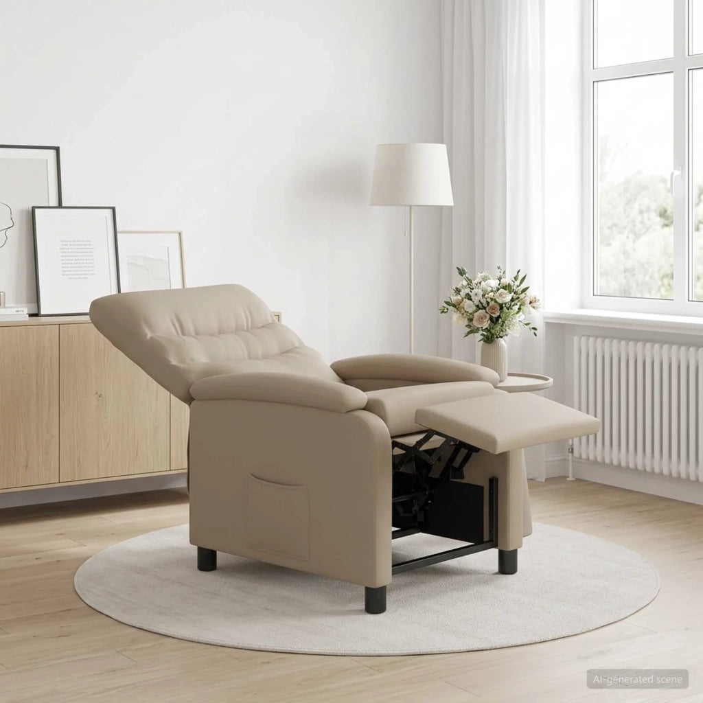 Divano Sedia-Poltrona reclinabile Cappuccino Similpelle 117166