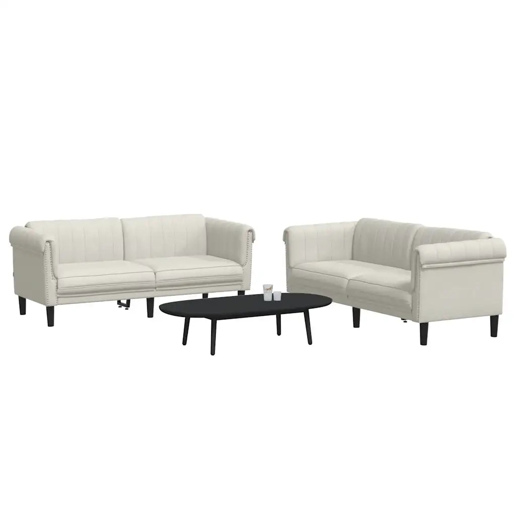 Set di Divani 2 pz Crema in Velluto 3209226
