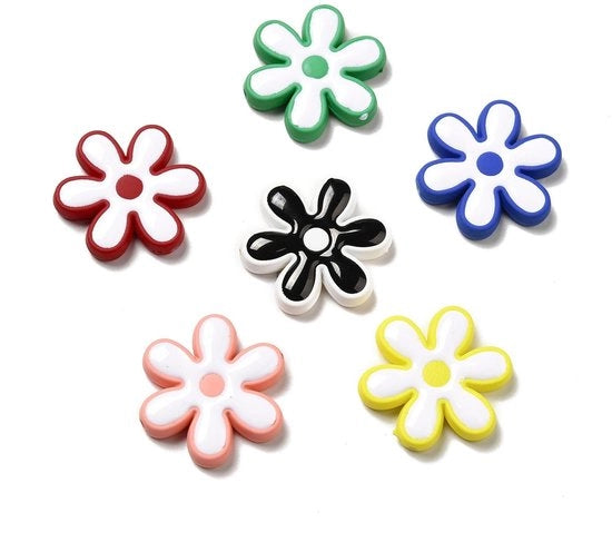Serie di perle in acrilico a forma di fiore, 20 pezzi - perle in acrilico - alta qualità - materiale resistente e duraturo - per creare gioielli - serie di perle per gioielli
