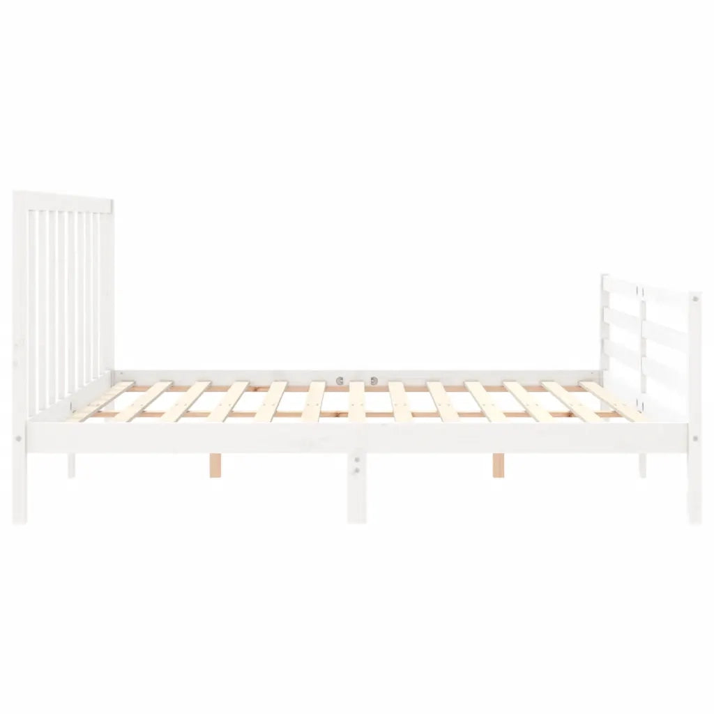 Giroletto senza Materasso-Struttura Letto Bianco 200x200 cm Legno Massello Pino 910057
