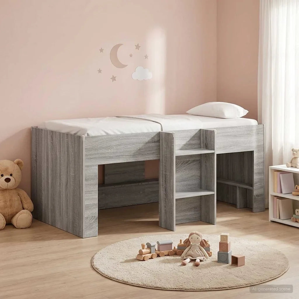 Letto Alto per Bambini 2 pcs Sonoma grigio Legno ingegnerizzato