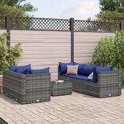 vidaXL Set Divani da Giardino 6 pz con Cuscini in Polyrattan Grigio