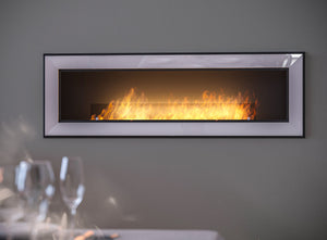 Camino a Bioetanolo da Parete/Incasso 150x49 cm Frame 1500 Bianco con Vetro