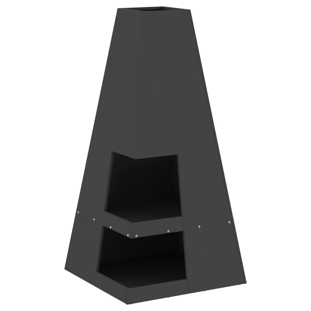 Focolare con Magazzino per Legna Nero 50x50x100 cm Acciaio
