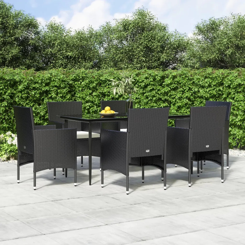 Set da Pranzo da Giardino 7 pz con Cuscini Nero cod mxl 40051