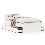 Letto singolo | Letto per adulti | Giroletto senza Materasso con Testiera Bianco 90x190 cm Pino