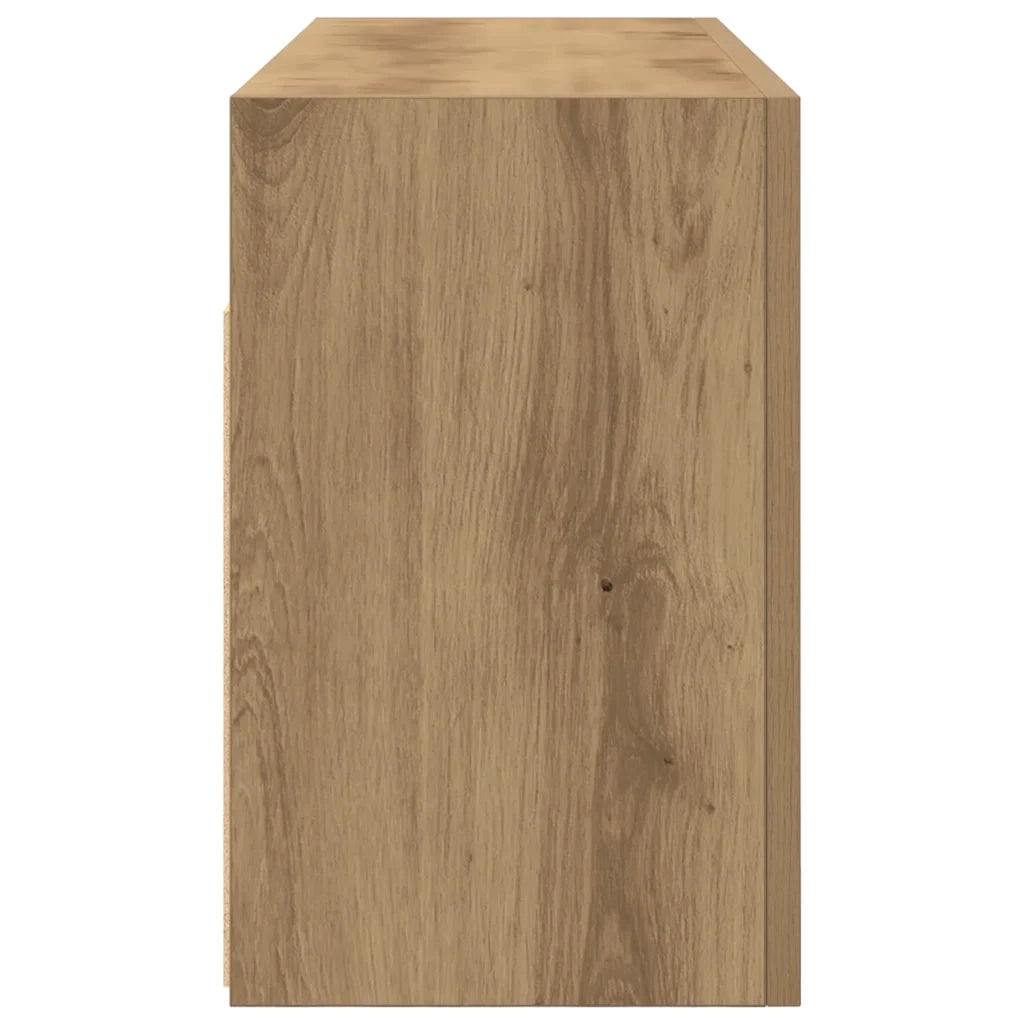 Mobiletto da bagno a parete 80 x 25 x 40 cm pratico contenitore design minimalista finitura in rovere ingegnerizzato realizzato artigianalmente 02_0051284