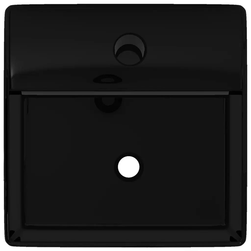Lavandino-Lavello Bagno in Ceramica Nera Quadrato con Foro per Rubinetto