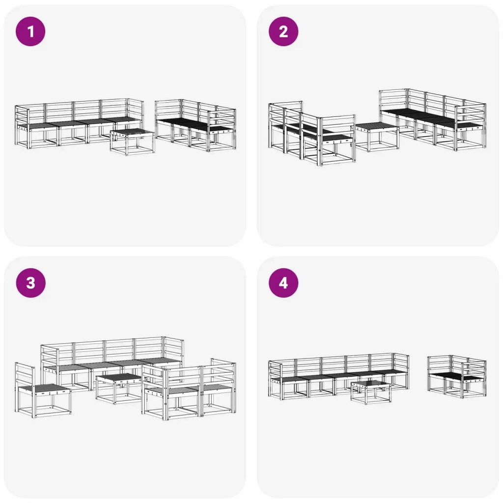 Set di divani da esterno 8 pcs Bianco 59 x 59 x 37 cm 3387333