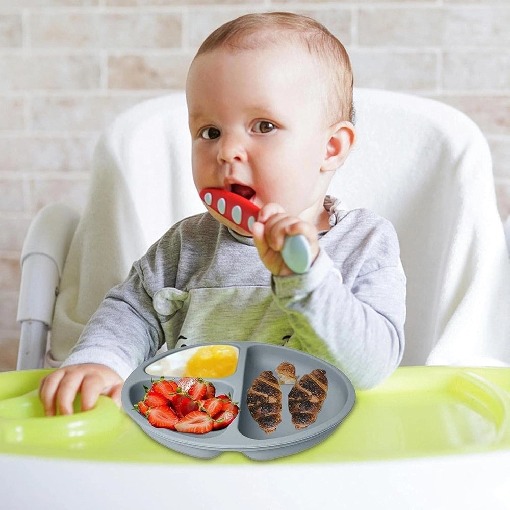 Trade Shop - Set 10pz Pappa Svezzamento Bambini Silicone Piatto Ciotola Cucchiaio Forchetta Bavaglini -