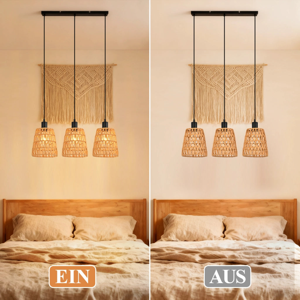 Lampada a sospensione ZMH per sala da pranzo 3 luci nera 120 cm altezza regolabile