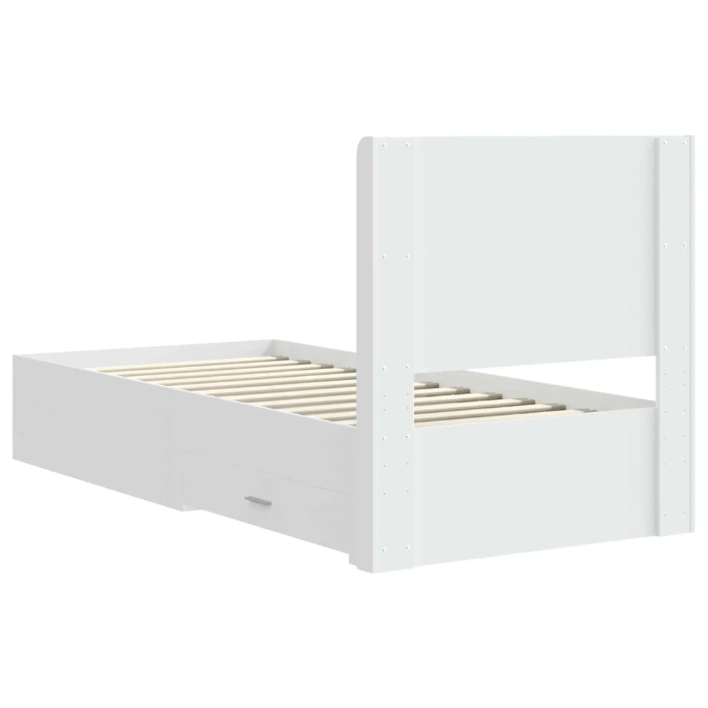 Struttura del letto con stoccaggio e testata Bianco 90 x 190 cm 3414157