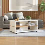 Erice, Tavolino da Salotto con Ruote, 101x54.5x47.5h cm Bianco