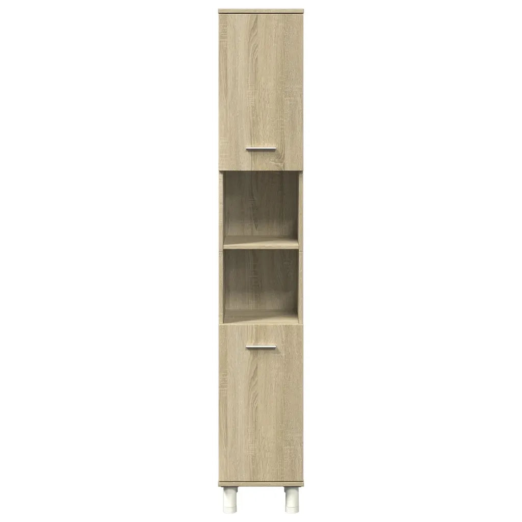 Mobiletto da bagno moderno con vano contenitore 30,5 x 30 x 179 cm realizzato in legno composito di rovere Sonoma 02_0049697