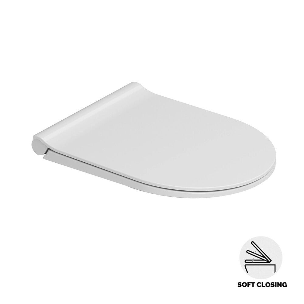 Set sanitari sospesi salvaspazio P. 50 cm bianco con scarico a vortice e copriwc Round Dolomite