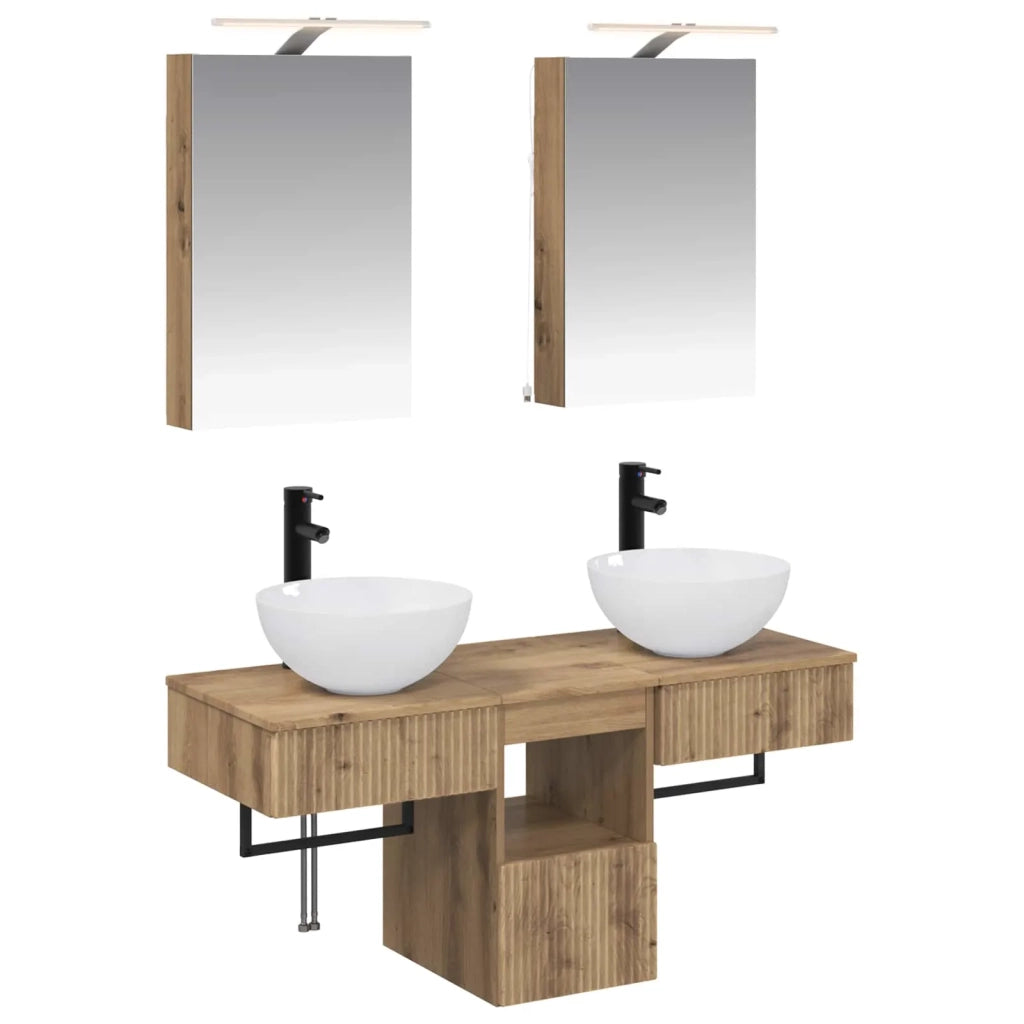 Set di Armadi da Bagno 5 pcs Rovere Artigianale 3406278