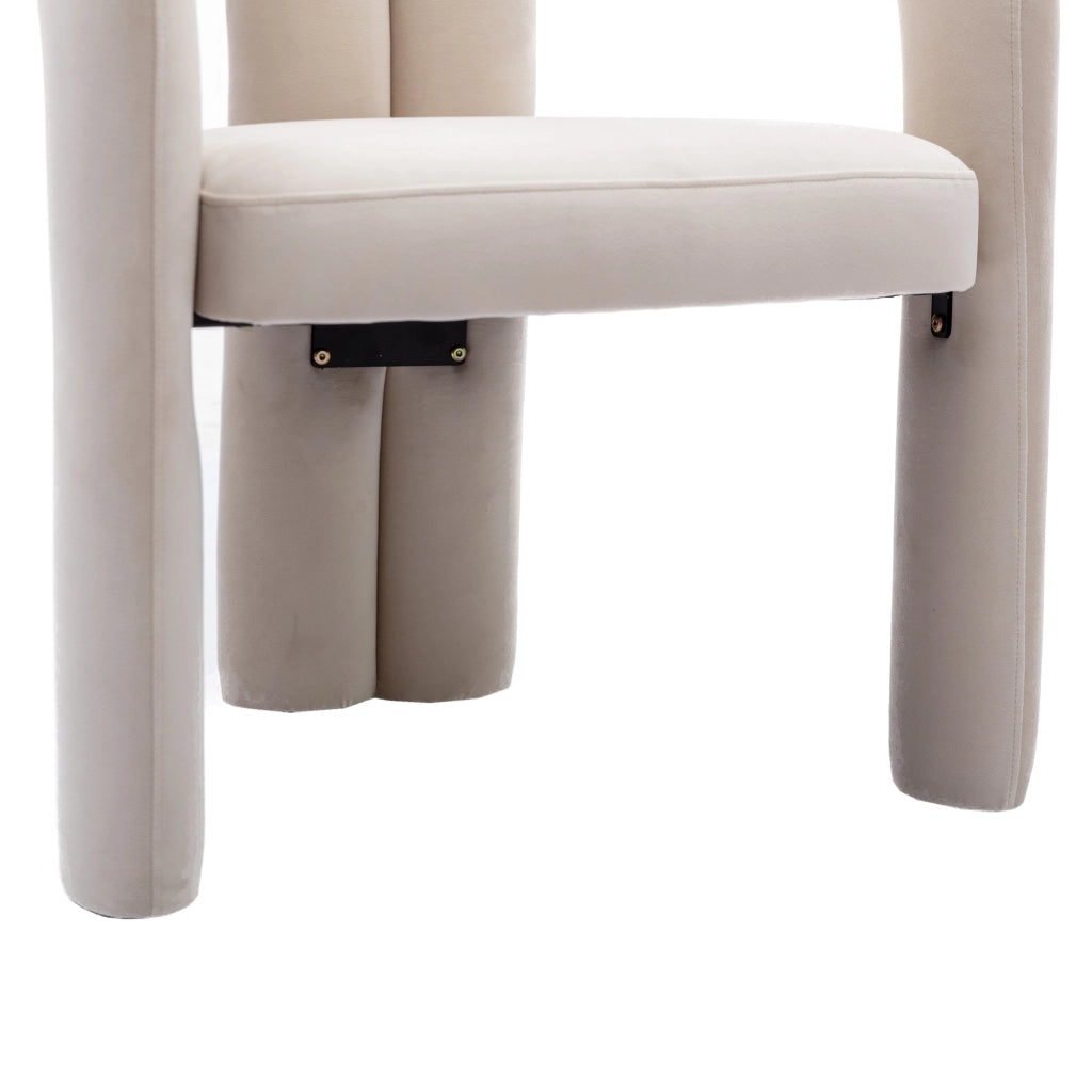 Set di 2 sedie da pranzo in velluto beige, design moderno con braccioli e struttura stabile