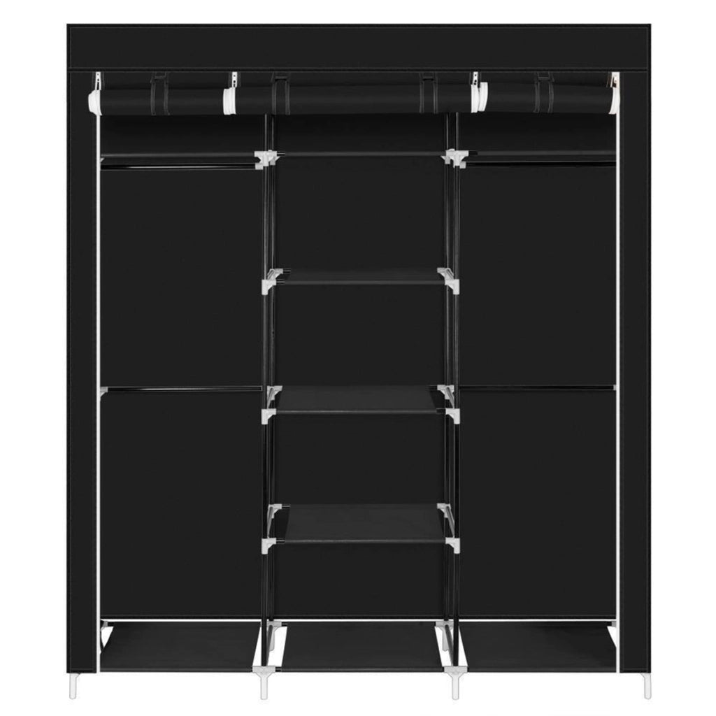 Armadio da toeletta in tessuto Nyana Home 170x150x45cm, 3 ante, 7 fori, 1 armadio nero