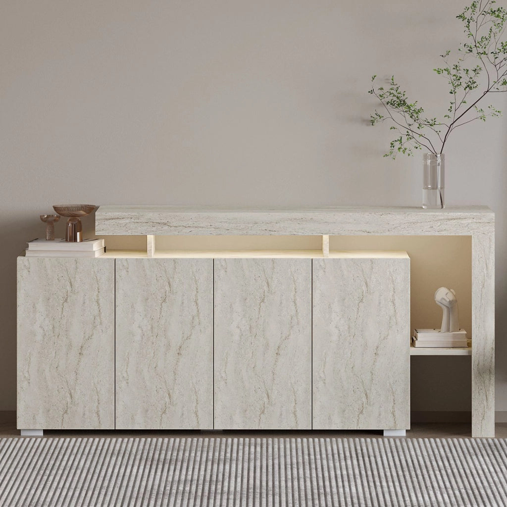 Credenza in legno "Beliz" - 170 x 35 x 80 cm - Travertino