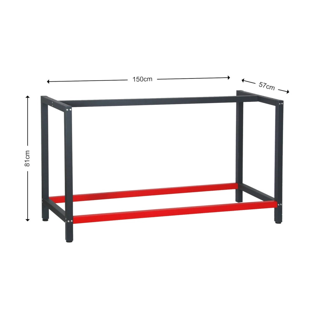 Gamba per banco da lavoro 150 cm supporto scrivania in acciaio rosso antracite imballo officina 16_0002509