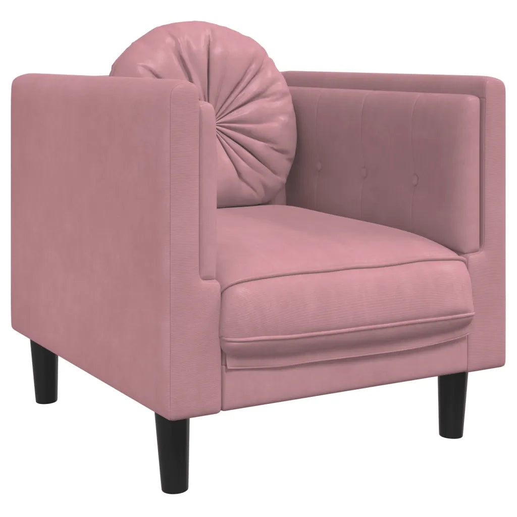 Set di Divani 3 pz con Cuscini Rosa in Velluto 3209250
