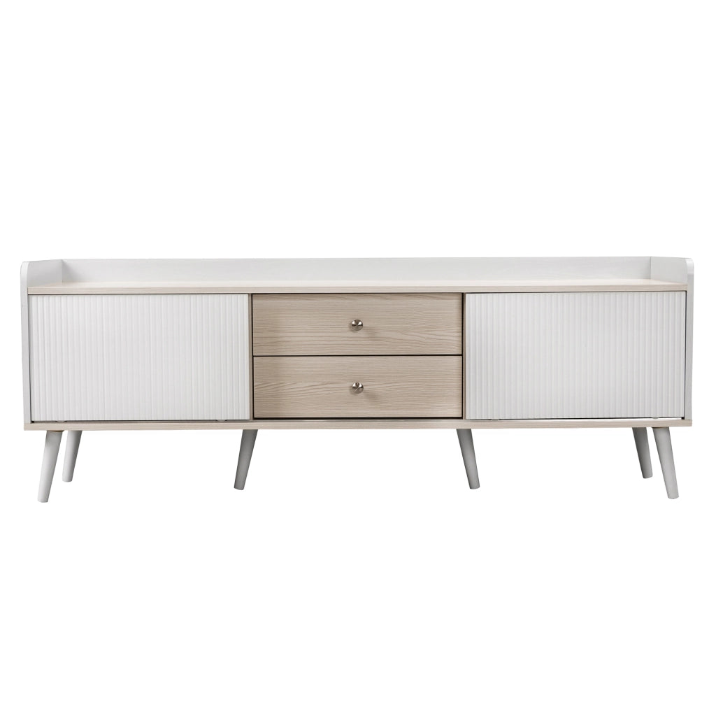 Mobile TV con 2 Ante Scorrevoli e 2 Cassetti; Stile Moderno; Soggiorno; in Pannello di Particelle; 160??40??58 cm; Bianco
