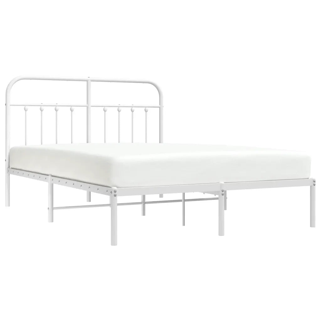 Giroletto con Testiera-Struttura Letto con testiera Metallo Bianco 140x200 cm 701706