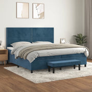 Giroletto a Molle con Materasso Blu Scuro 200x200 cm in Velluto 3137807