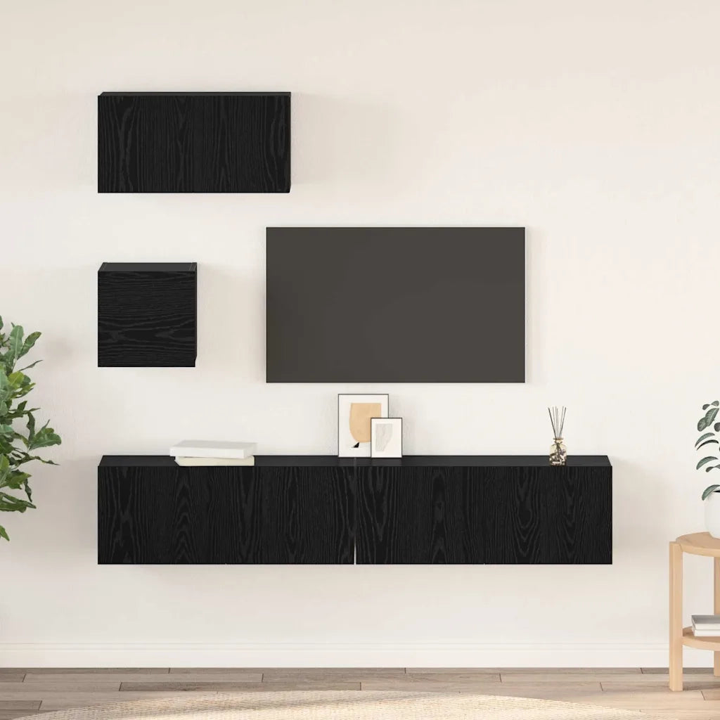 vidaXL Set mobile TV 4 pcs Rovere nero 80 x 30 x 30 cm