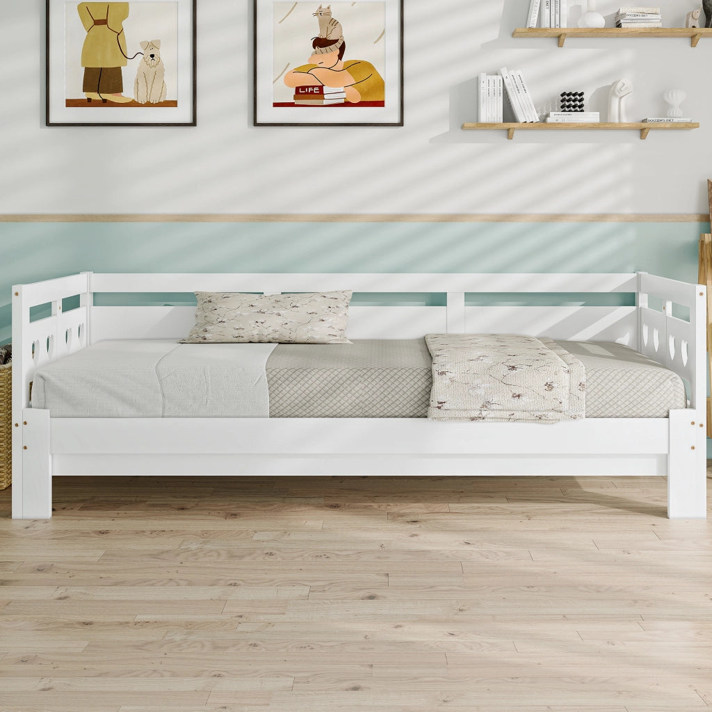 Letto estraibile 90 × 190 cm con secondo letto, struttura a cuore, senza materasso, legno bianco