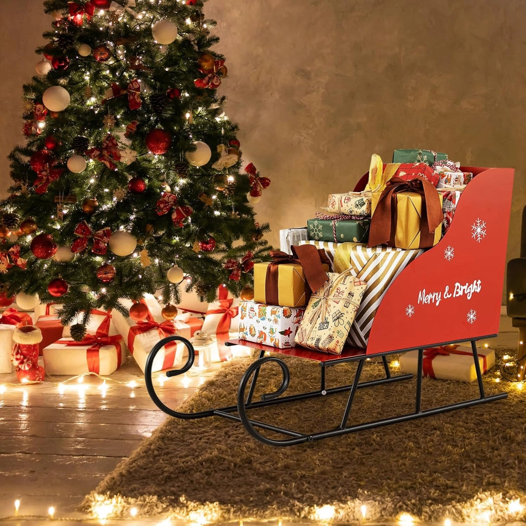 Slitta di Babbo Natale, Slitta di Babbo Natale in Metallo con Ampia Area di Carico per Regali, Decorazione Natalizia per Casa, Negozio e Ufficio (Modello 4)