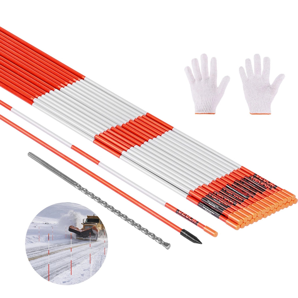 HX202 Segnavia Catarifrangenti 200 Pezzi in Fibra di Vetro Arancione Φ6,35 x 1200 mm con Punta Trapano per Vialetti e Parcheggi