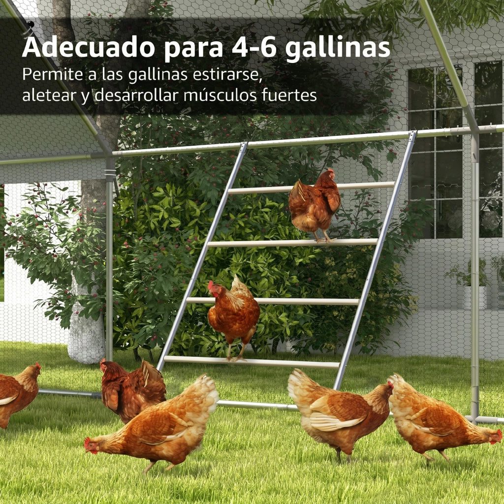 Percha per Galline 4 Livelli in Legno e Acciaio ¨C zephmum ¨C 140x86 cm