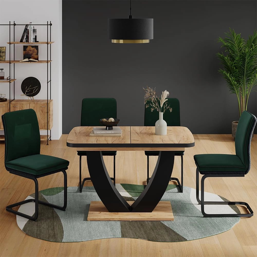 tavolo da pranzo allungabile Fenaro, Nero/quercia, 120 x 80 cm Estensibile, con funzione di estensione per un adattamento flessibile delle dimensioni del tavolo