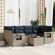 Set Divani da Giardino 7 pz con Cuscini Grigio in Polyrattan 3219920