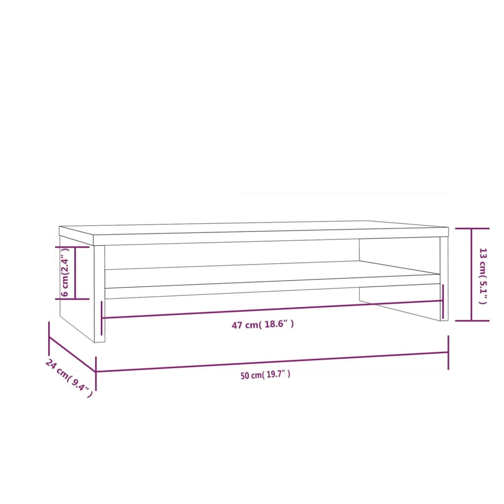 Supporto per monitor 50 x 24 x 13 cm in legno massello di pino marrone 02_0029206