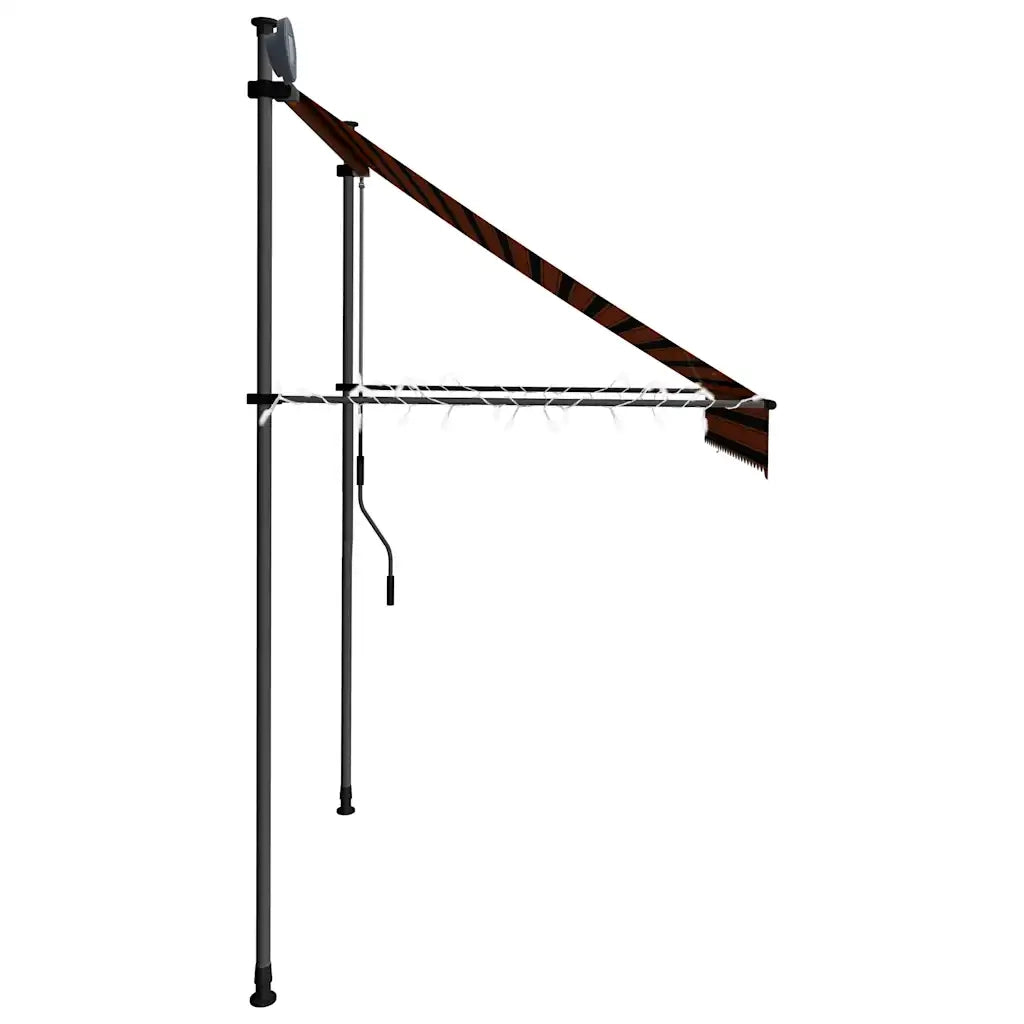 Tenda da Sole Retrattile Manuale LED 200 cm Arancione e Marrone 145878