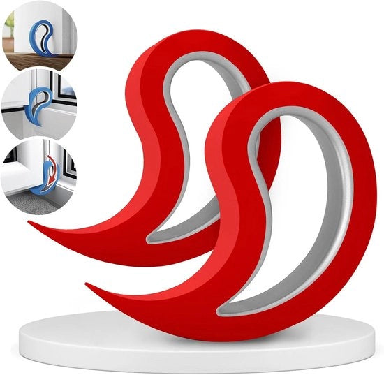 Blocco Porta e Finestra Multifunzionale - Gancio per Porta e Morsetto per Finestre (Rosso 2 Pack)