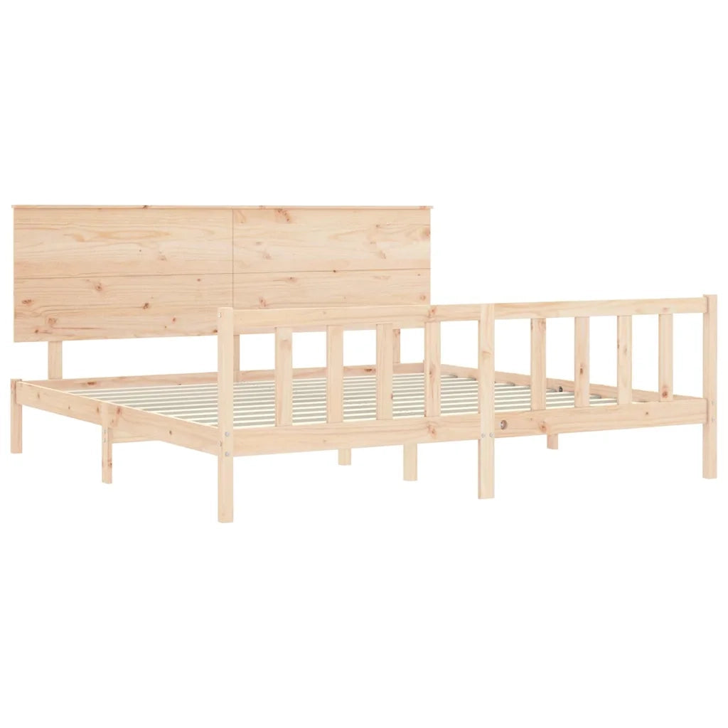 Giroletto senza Materasso-Struttura Letto 200x200 cm in Legno Massello di Pino 702231