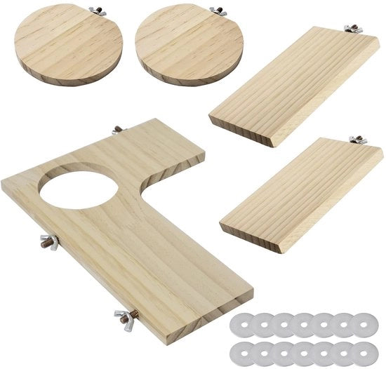 Piattaforma di Gioco in Legno - 5-pack Accessori - Materiale Naturale - Adatto per Piccoli Animali - Installazione Flessibile - Sicuro e Non Tossico - Accessori per Animali