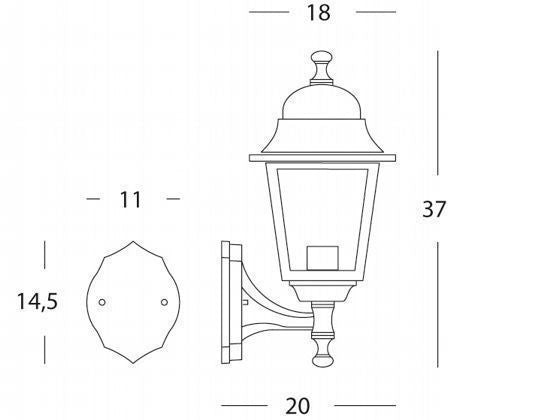 Applique Piccola In Alto E27 linea old nero