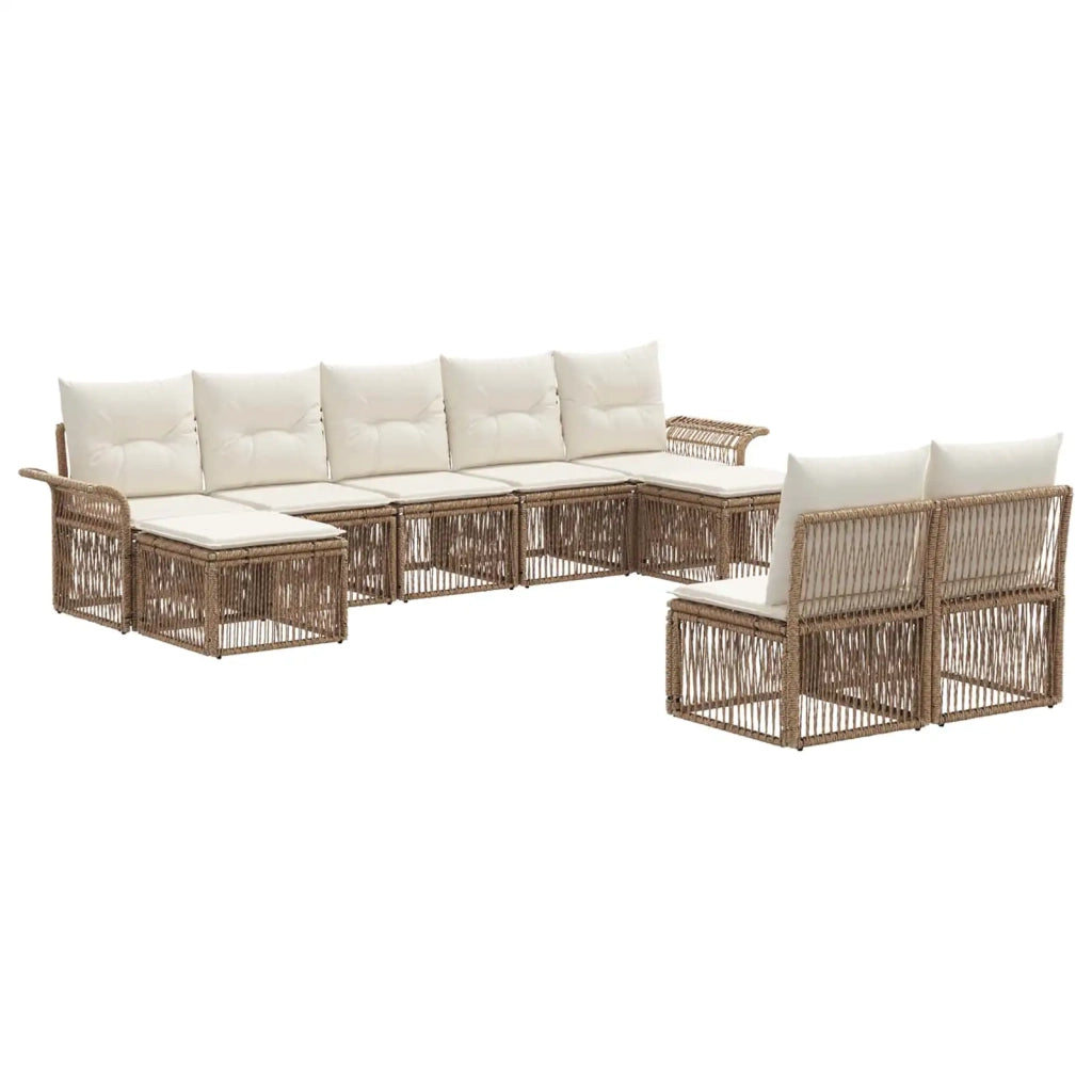 Set Divano da Giardino 9 pcs Beige polyrattan 3434946