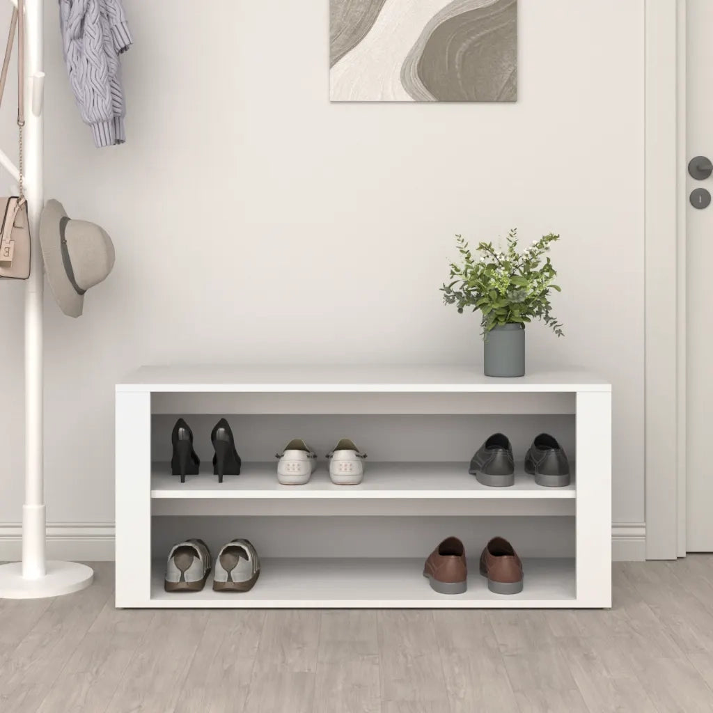 Scarpiera-Scaffale per scarpe Bianca 100x35x45 cm in Legno Multistrato