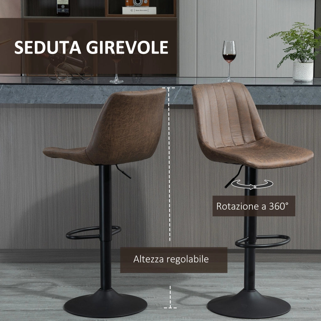 Sgabelli da Bar con Schienale ¨C Zephmum ¨C Regolabile, Stile Industriale, Marrone