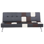 Divano letto nero e marrone a 3 posti con rivestimento patchwork in ecopelle Click Clack