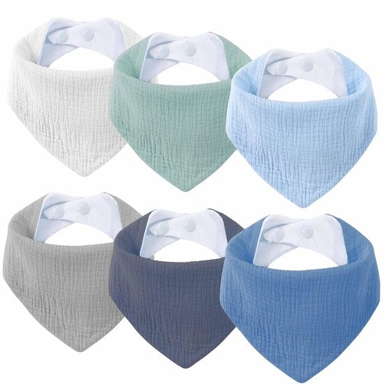 Set di slabbetji per neonati Slabbetji per bambini Foulard triangolare Sciarpa per il collo Cappuccio per bambini Bambini di età prescolare Ragazze Ragazzi Unisex Set di chiusura a drukknop (6, colore blu)